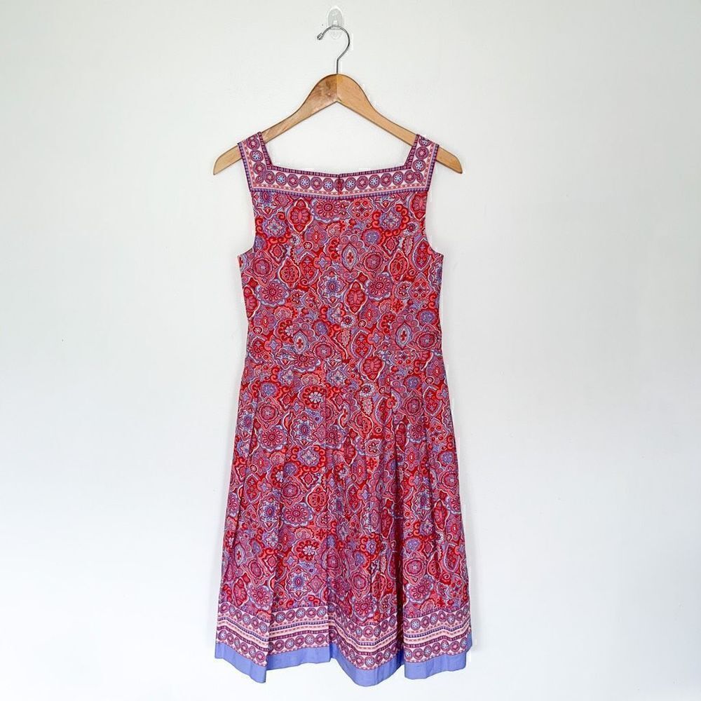 Talbots Women’s Multi Medallion Fit & Flare Square Neck Sleeveless Dress - Picture 3 of 12